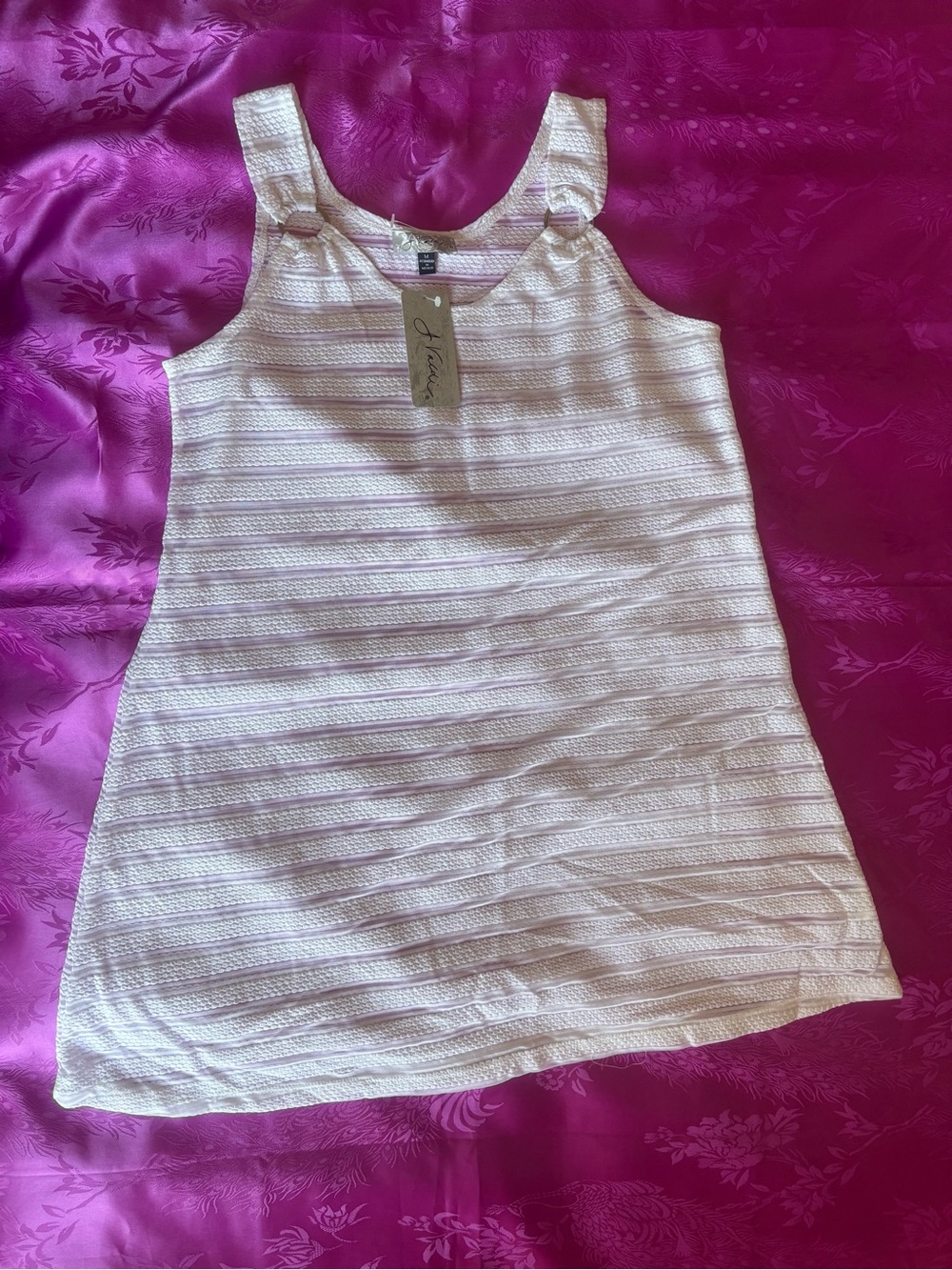 White Textured Tank Top with Ring-Strap Detail Beach Cover Up